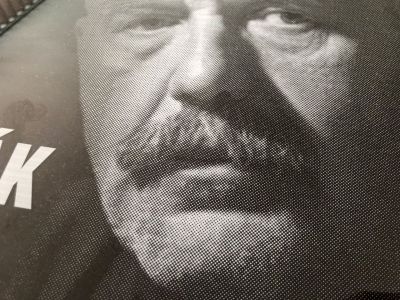 Placa de vidrio para columbario con fotografía en trama